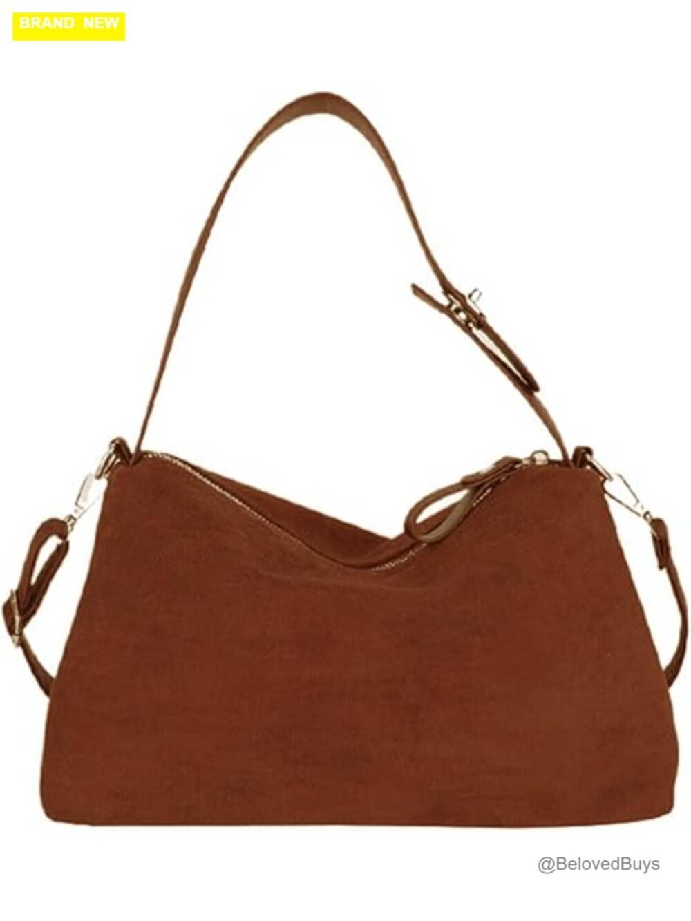 Faux Suede Crossbody Bag Zipper Top Handle Shoulder Purse Tote Satchel